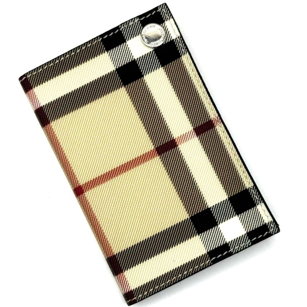 Burberry Vintage Nova Check Plaid Slim Card Holder 6 Inserts Cream Authentic